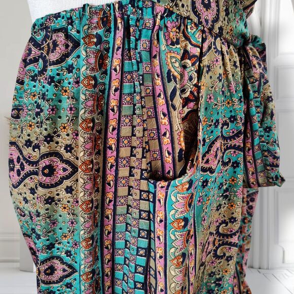 Karma Highway Multi Way Halter Wide Leg Jumpsuit OS  Boho Paisley Viscose - Picture 11 of 16